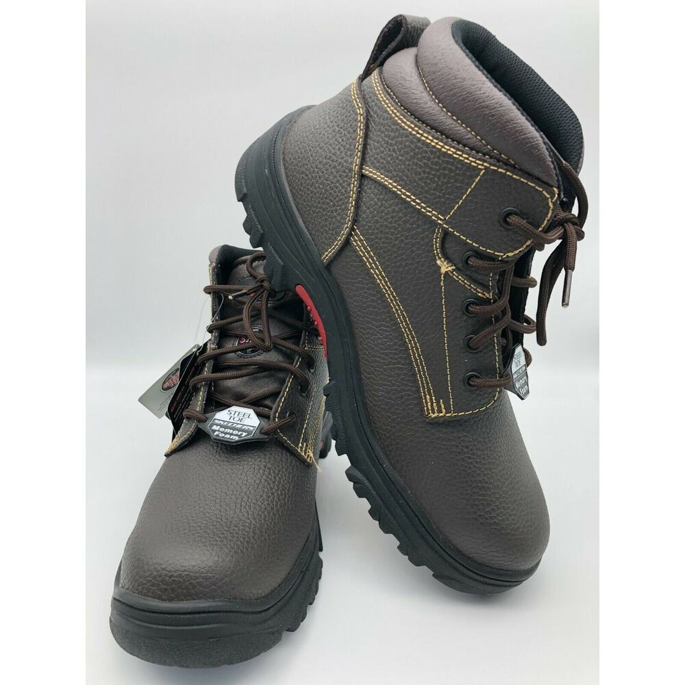 Skechers Men's 77143MC Brown Leather Steel Toe Safety Boots Lace Up Size US 13 - Picture 4 of 12